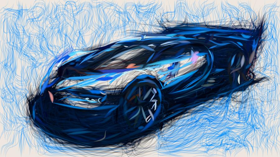 Bugatti Vision Gran Turismo Drawing Digital Art by CarsToon Concept