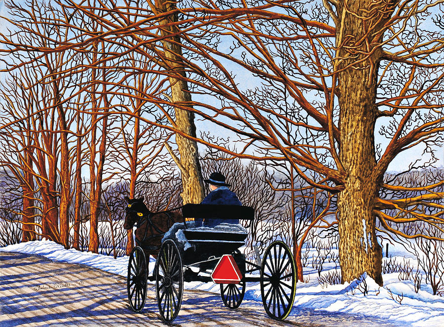 Horse Painting - Buggy Ride, Leon, Ny by Thelma Winter