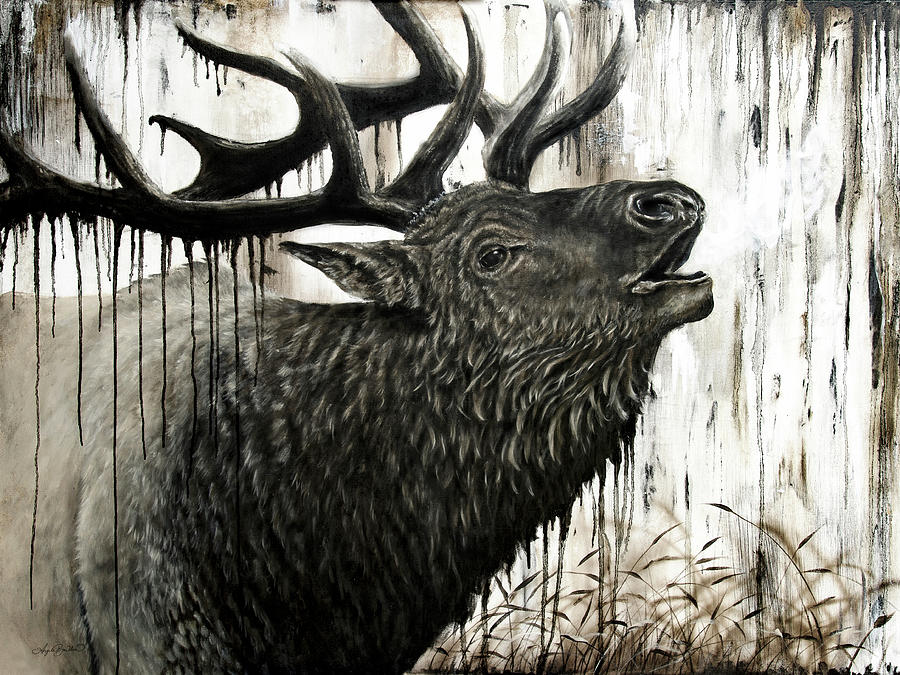 Wildlife Painting - Bugling Bull Elk Painting by Angela Bawden by Angela Bawden