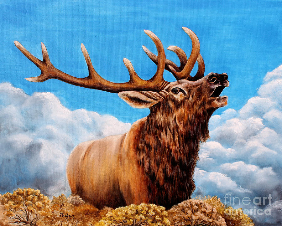 Bugling bull Elk Painting by Pechez Sepehri