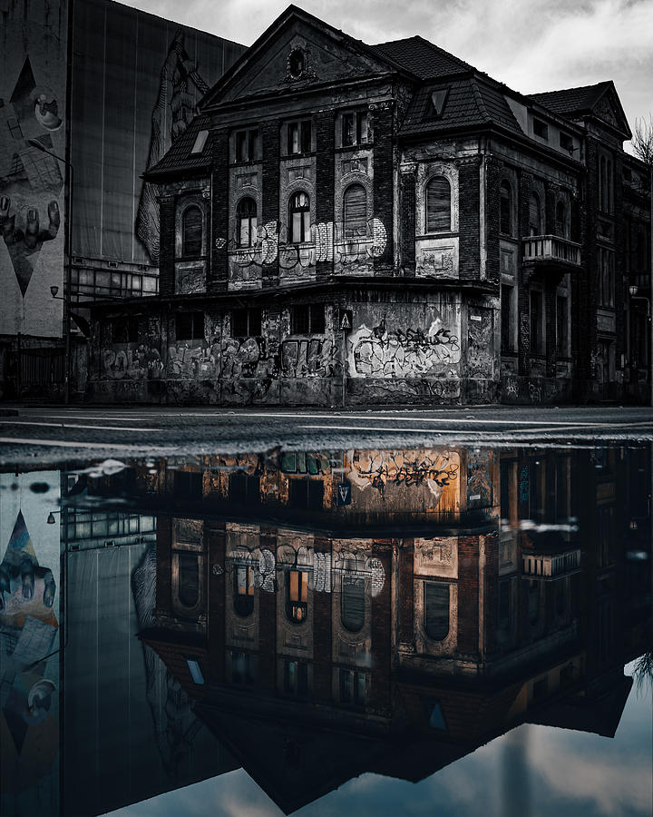 Street Photograph - Building In Reflection by Serariu Ovidiu Daniel