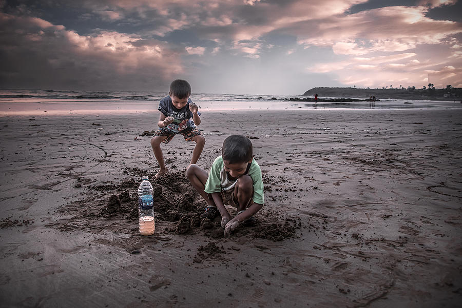 Beach Photograph - Building Sand Castles by Anita Singh