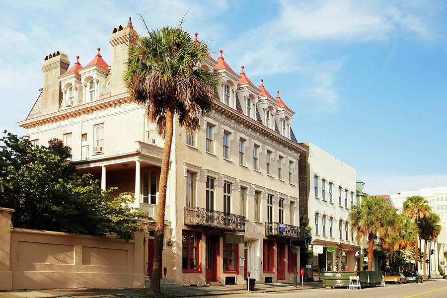 Buildings Along A Road, Charleston Photograph by Glowimages