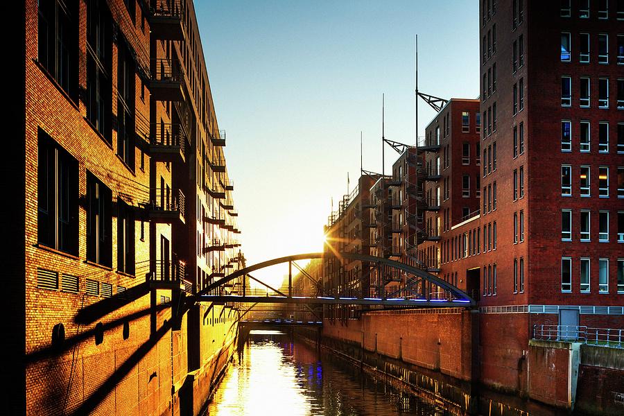 Buildings Along Canal In Hamburg Digital Art by Maurizio Rellini