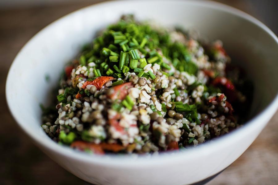 Bulgur Salad With Puy Lentils, Tomatoes, Lemon And Sumac Photograph by Jonathan Syer