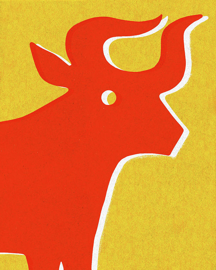 Vintage Drawing - Bull by CSA Images