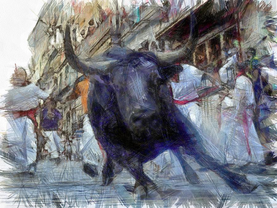Bull-run Digital Art