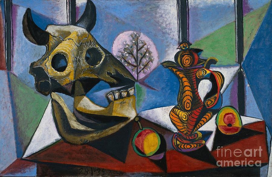Bull Skull Fruit Pitcher Painting by Pablo Picasso - Fine Art America