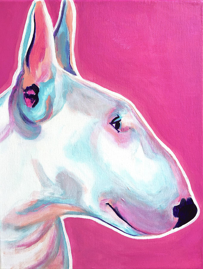 Animal Painting - Bull Terrier - Bubble Gum by Dawgart