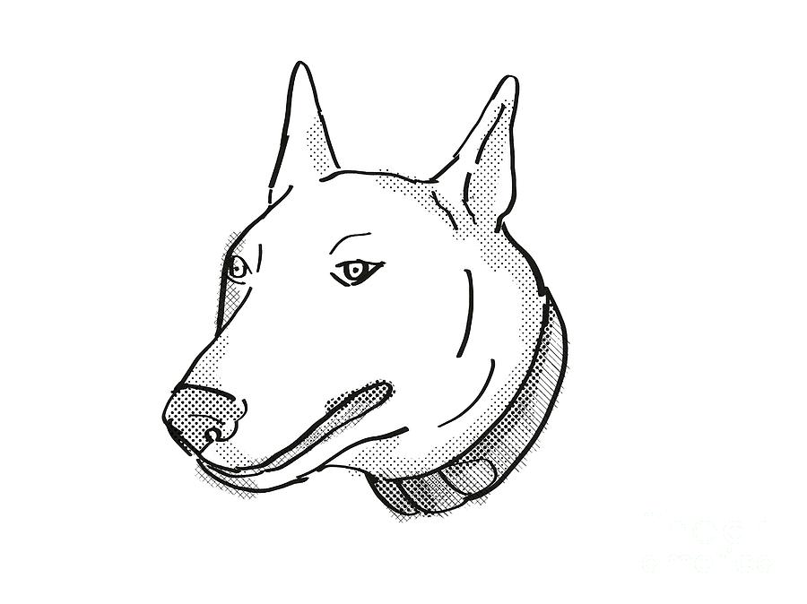 Bull Terrier Dog Breed Cartoon Retro Drawing Digital Art