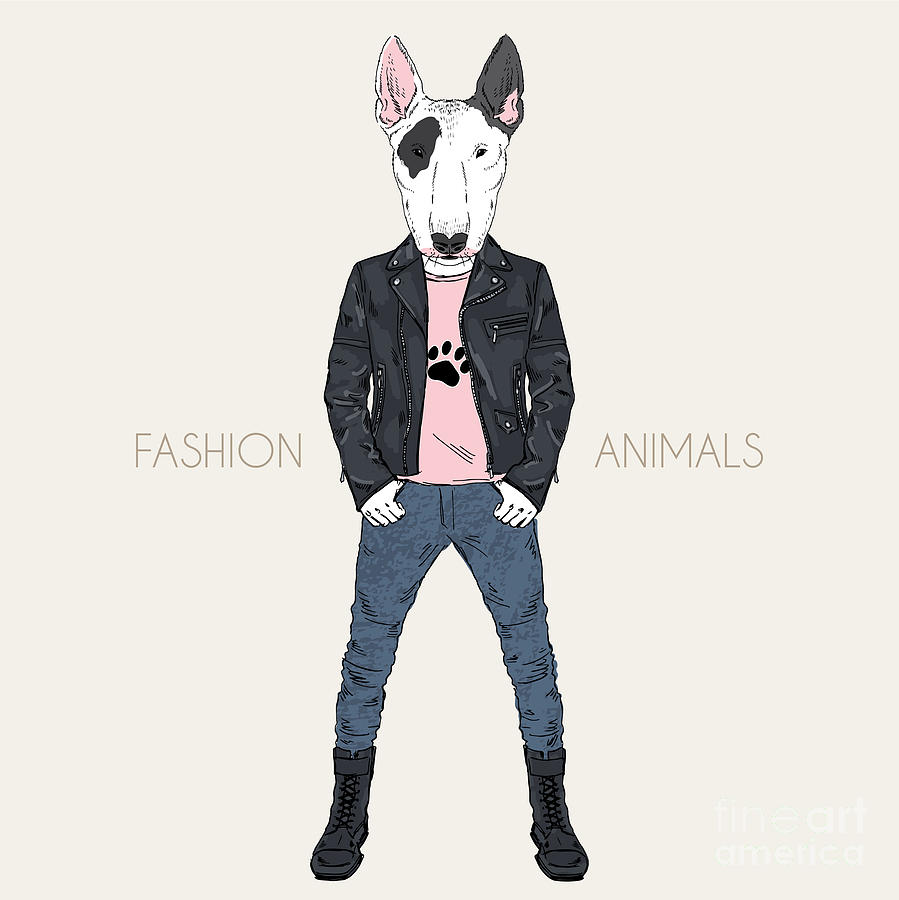 Bull Terrier Doggy Dressed Up In Punk Digital Art by Olga angelloz ...