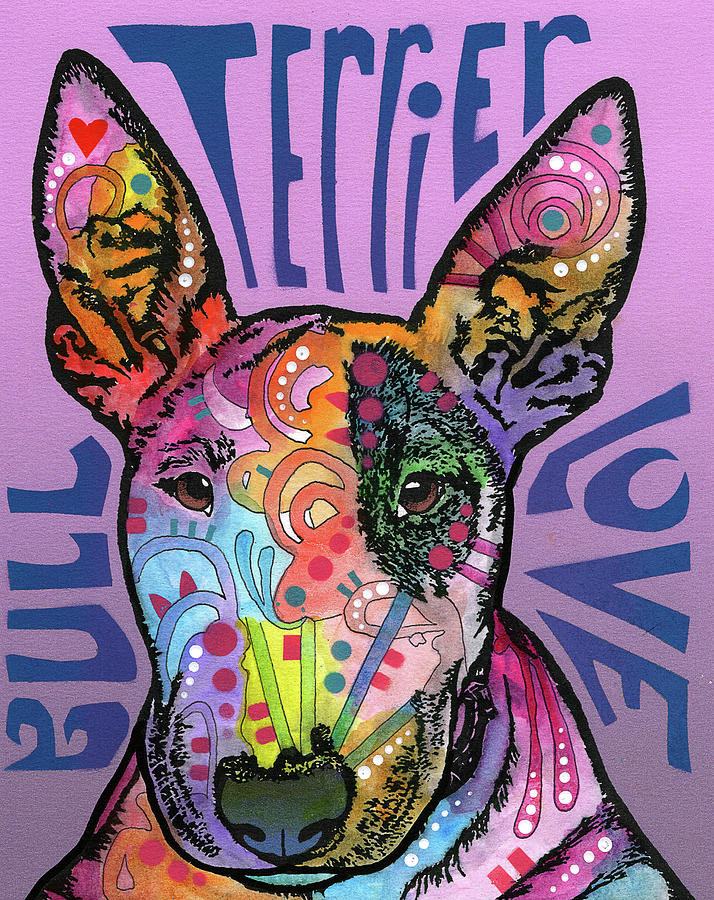Animal Mixed Media - Bull Terrier Luv by Dean Russo