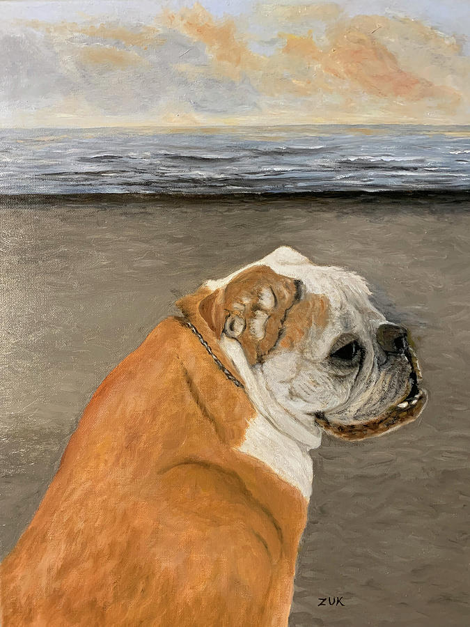 Bulldog on The Beach Painting by Karen Zuk Rosenblatt Bulldog on The Beach Painting by Karen Zuk Rosenblatt
