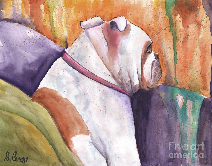 Bulldog Watercolor Painting Painting by Debbie Cerone
