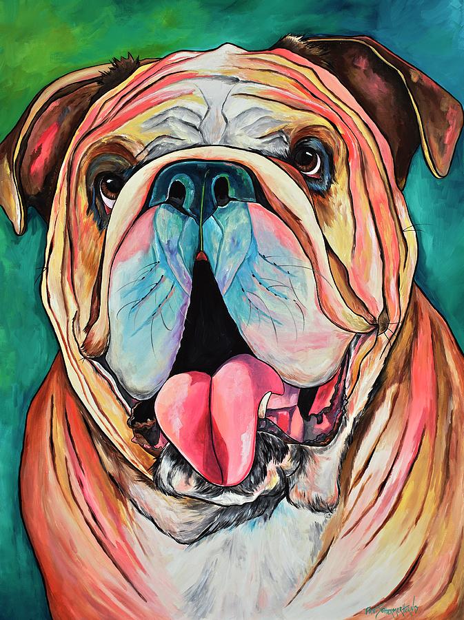 Bulldog XXOOs Painting by Patti Schermerhorn