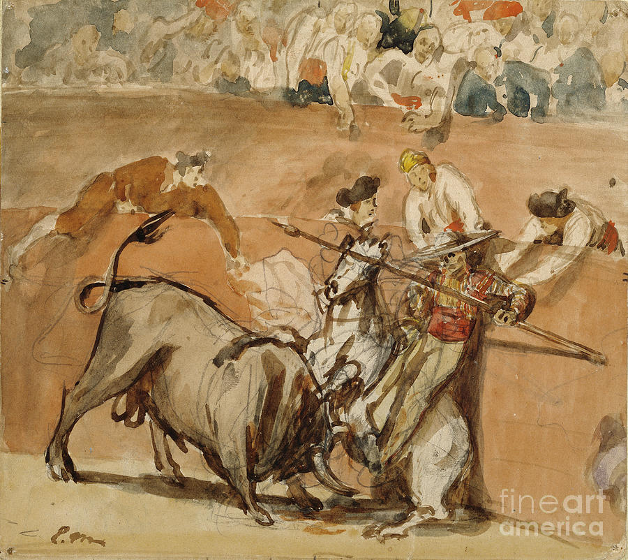 Bullfight, 1865 (watercolour Over Graphite) Painting by Edouard Manet