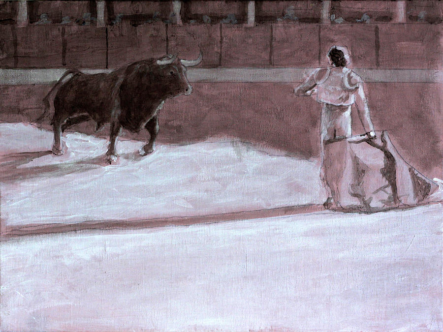  Bullfight the drawing Painting by David Zimmerman