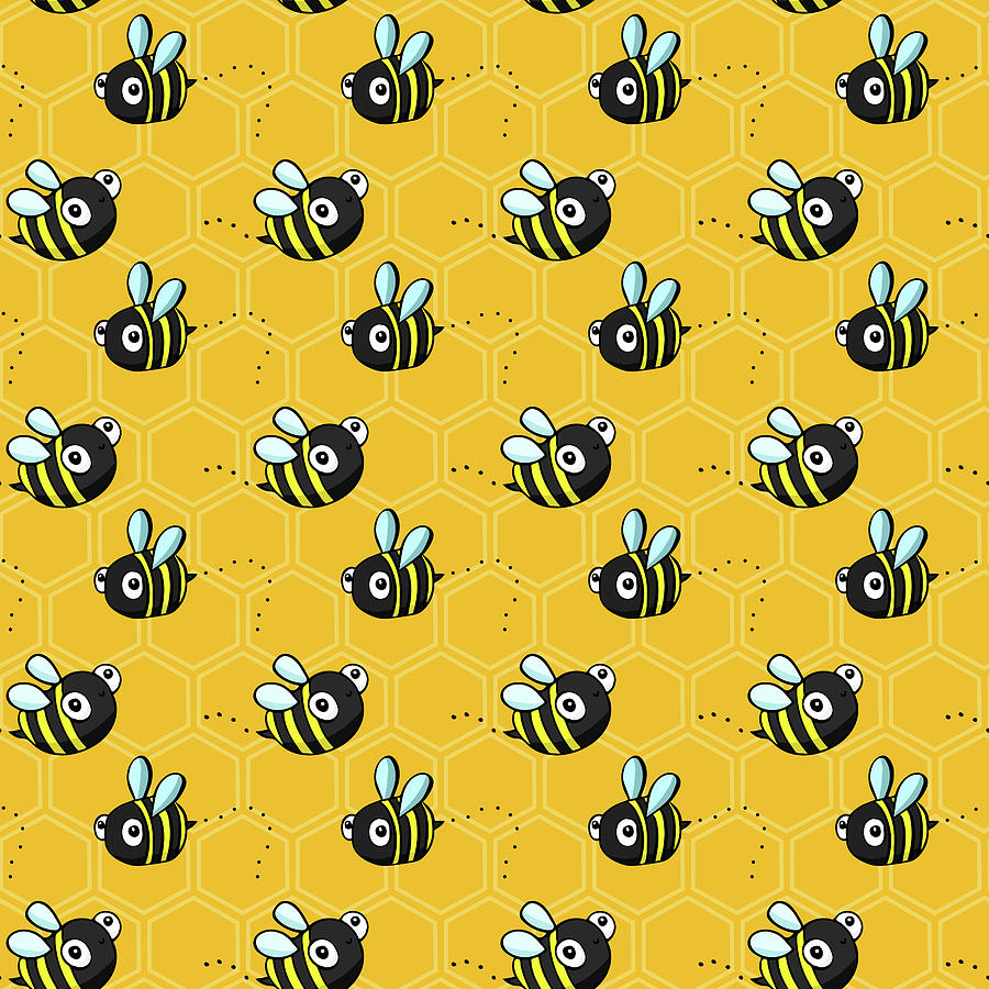 Insects Digital Art - Bumble Bee Honeycomb Pattern by Lauren Ramer