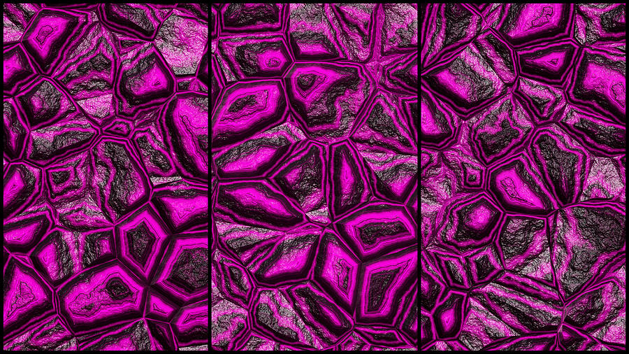 Bumpy Magenta Wall Abstract Triptych Digital Art by Don Northup