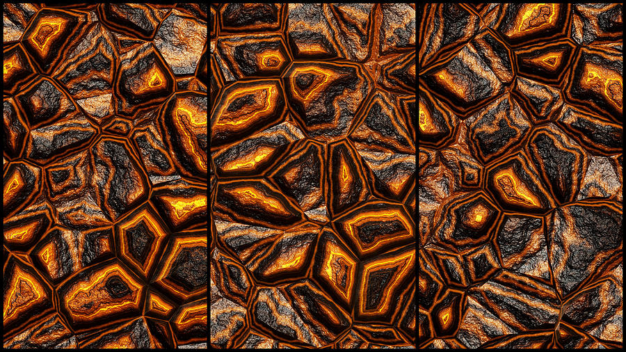 Bumpy Wall Abstract Triptych Digital Art by Don Northup