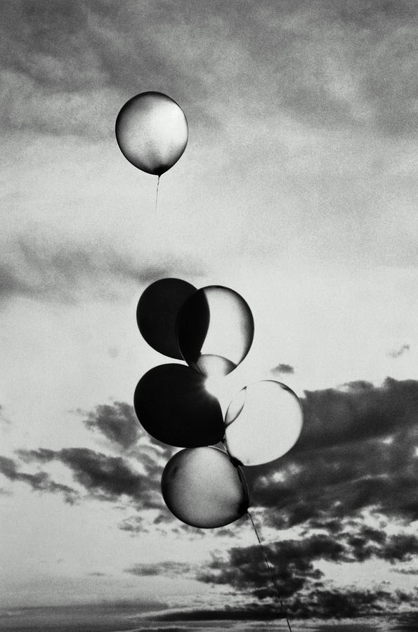 Bunch Of Balloons In Sky,  One Floating Photograph by Ross Anania