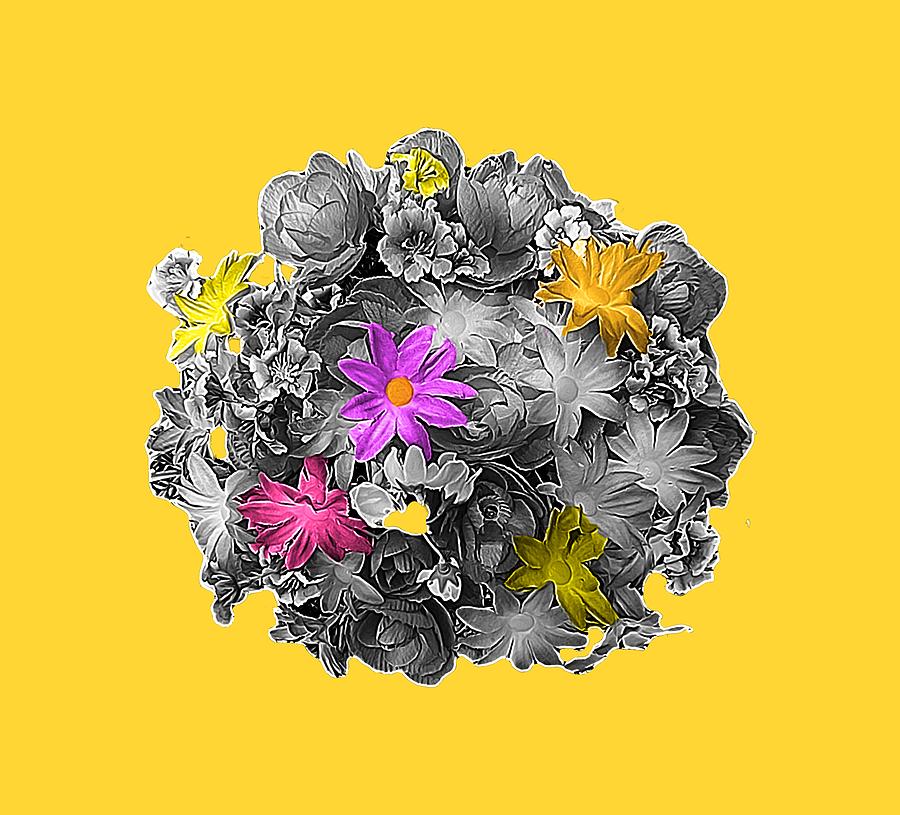 Bunch of Flowers - Selective Color Digital Art by Marian Bell