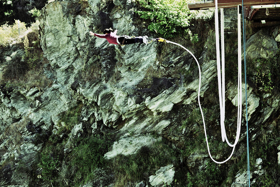Bridge Digital Art - Bungee Jumping, New Zealand by Alessandra Albanese