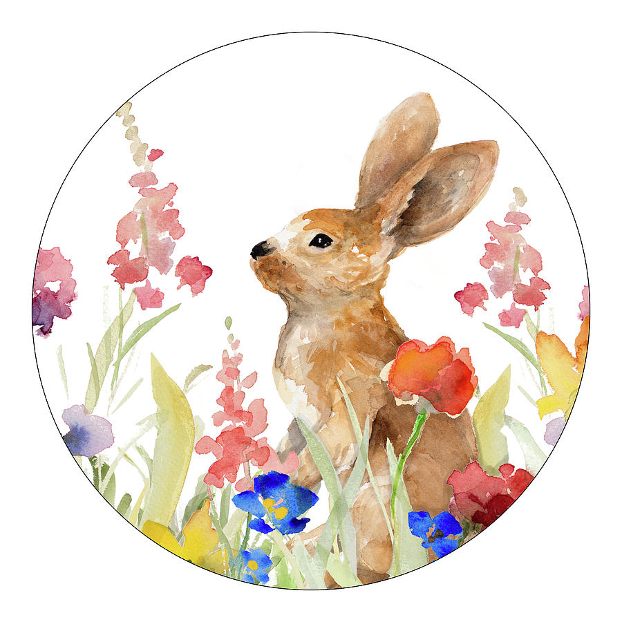 Flower Painting - Bunny Amongst The Flowers I by Lanie Loreth