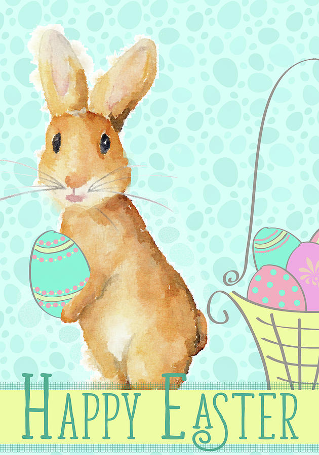 Easter Mixed Media - Bunny And Easter Eggs by Andi Metz