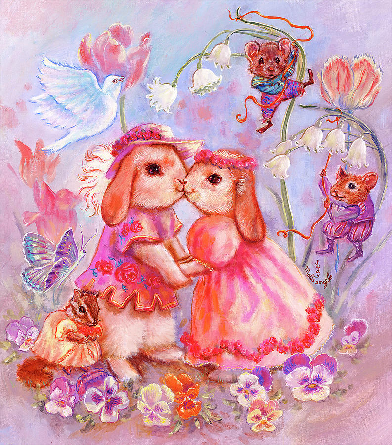 Animal Digital Art - Bunny Wedding by Judy Mastrangelo
