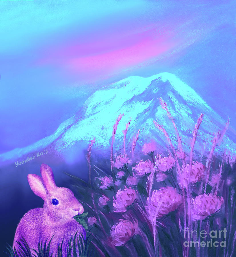 Bunnys Memory of Mount Rainier Painting by Yoonhee Ko