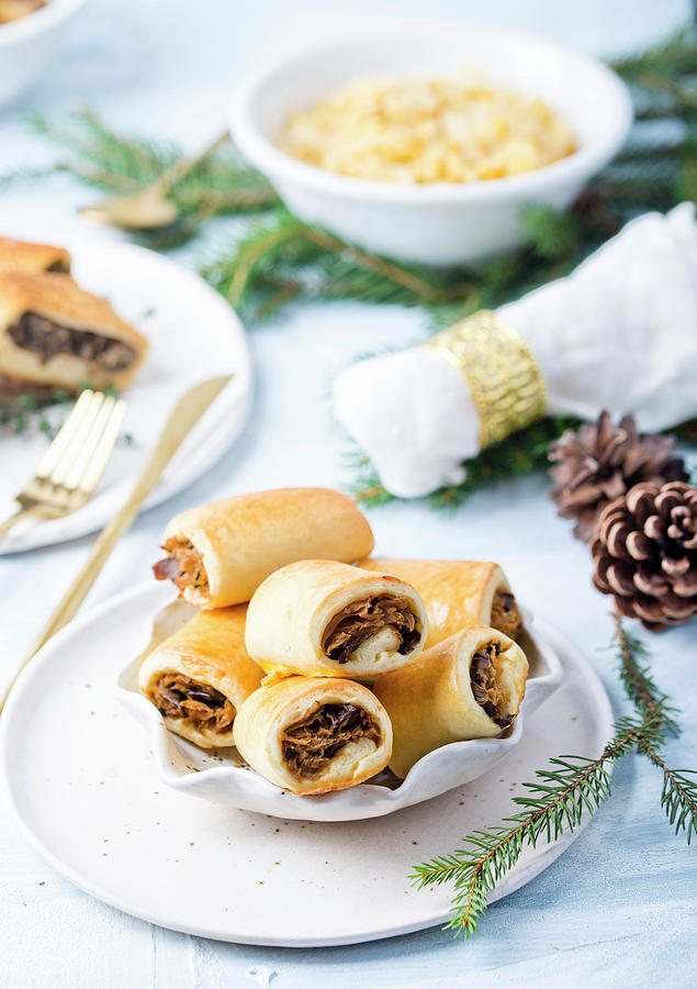 Buns With Cabbage And Mushroom For Christmas Photograph by Dorota Indycka