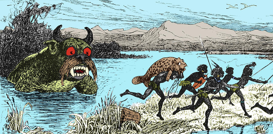 Bunyip Chasing Aboriginal Australians Photograph by Science Source