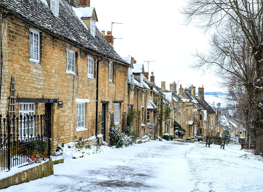 Cottage Photograph - Burford Cottages in the Snow by Tim Gainey