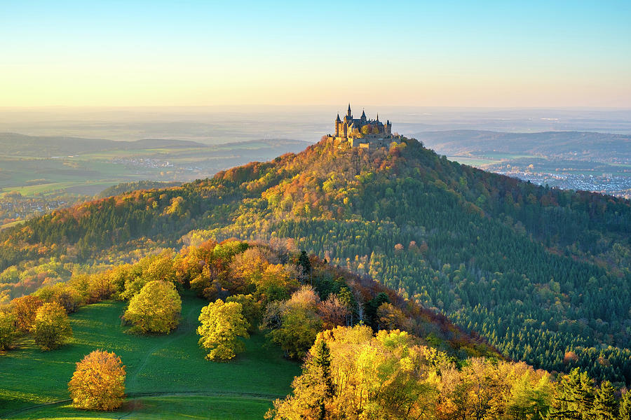 Burg Hohenzollern Castle At Sunset, Baden-württemberg, Germany ...