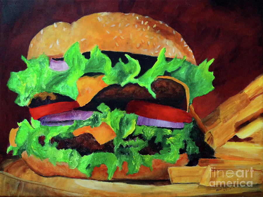 Burger Friday Painting by Frankie Picasso