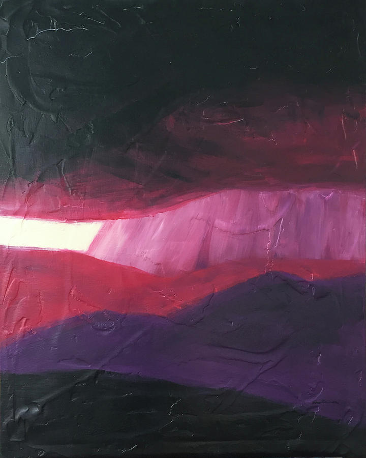 Burgundy Storm On The Horizon Painting by Carrie MaKenna
