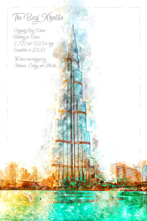 Burj Khalifa, Dubai, Aquarell Painting by Theodor Decker - Fine Art America