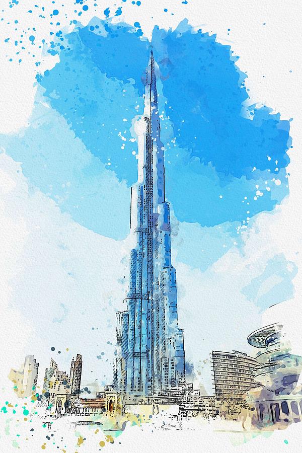 Burj Khalifa Dubai 1 120 170 by Rudi Art Peters (2022) : Painting Acrylic,  Gilding on Canvas - SINGULART