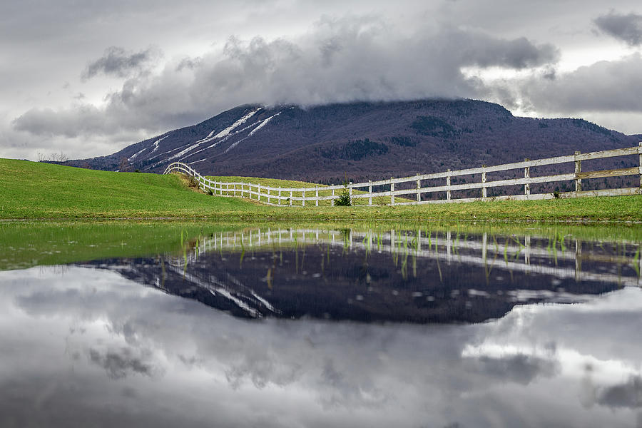 Burke Mtn Fence Reflection Close-Up Photograph by Tim Kirchoff