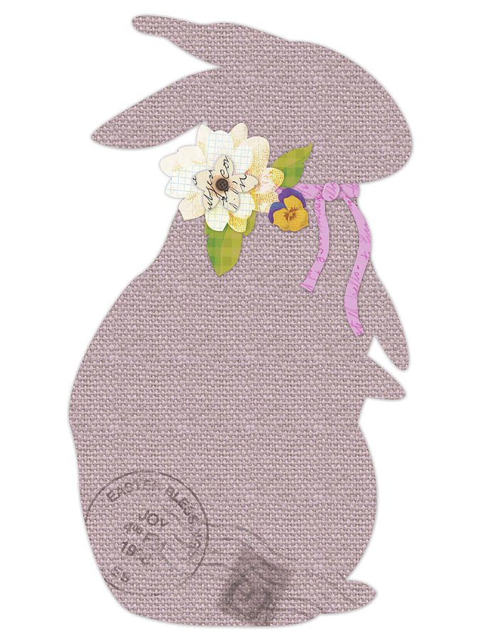 Easter Digital Art - Burlap Bunnies Icon 2 by Holli Conger