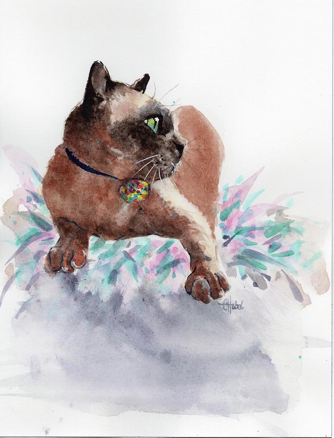 Burmese Cat watercolour Painting by Chris Hobel