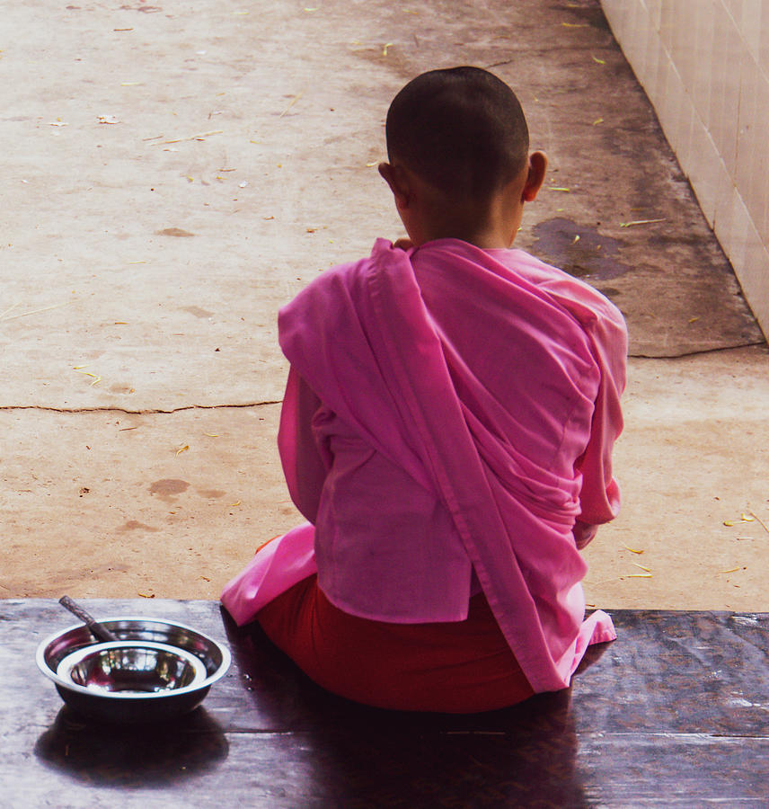 Burmese girl waiting for lunch Photograph by Ann Moore