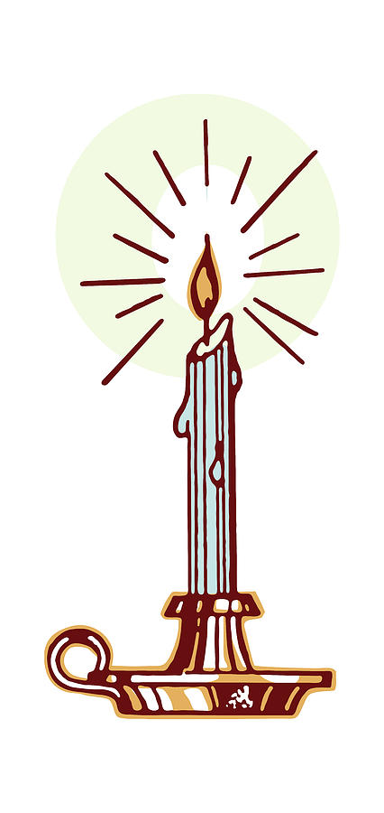 Christmas Drawing - Burning Candle by CSA Images