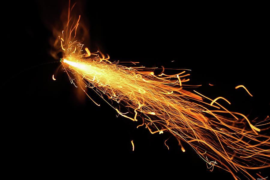 Fuse Burning with Sparkles and Smoke on Black Background Stock Photo -  Image of dangerous, burning: 241717402