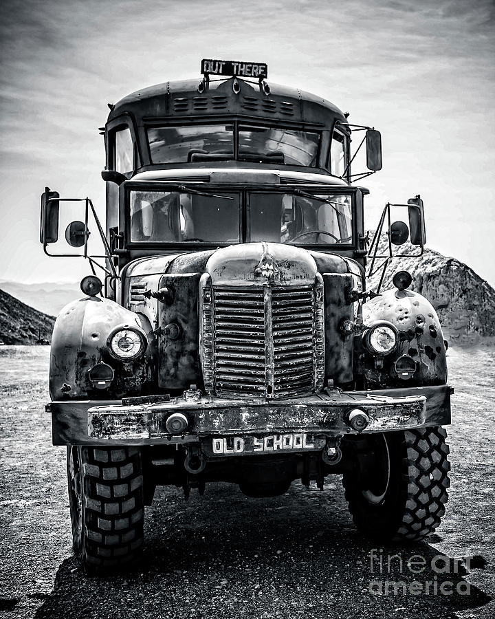Las Vegas Photograph - Burning Man Type School Bus by Edward Fielding