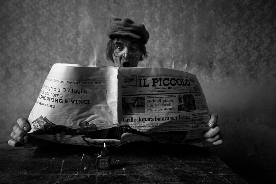 Burning News Photograph by Mario Grobenski - Psychodaddy
