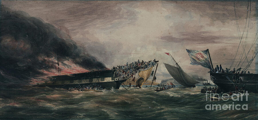 Burning Of The Ocean Monarch, Emigrant Ship, 24 Aug 1848, 19th Century ...