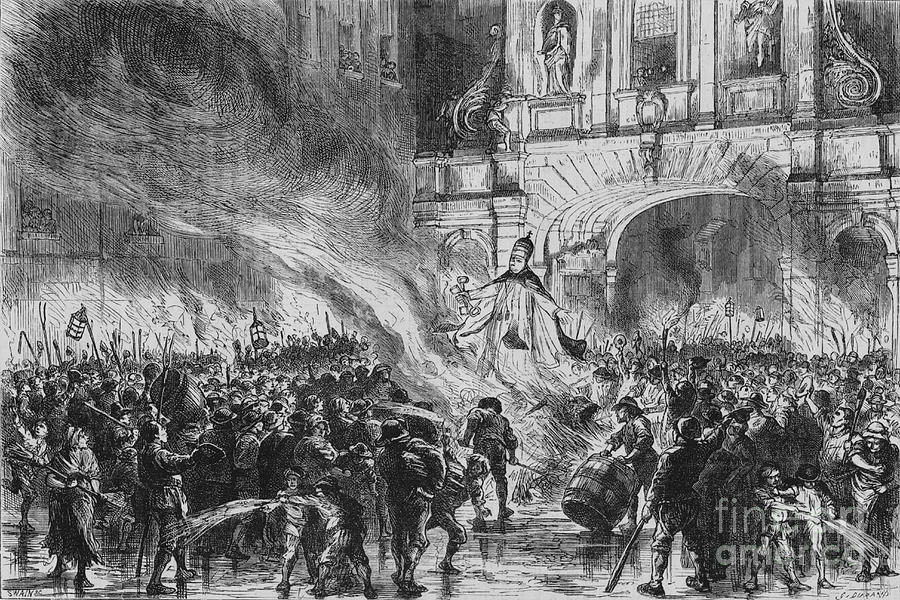 Burning The Pope In Effigy At Temple Bar Drawing by Print Collector