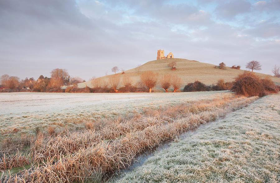 Burrow Mump With Heavy Frost, Somerset Photograph by Nick Cable